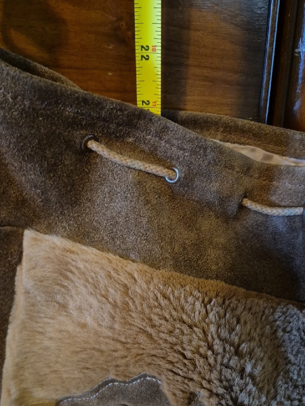 Suede & Fur Fringe Bag with Authentic Kangaroo Fur. decorative KangaPatch(#1996)
